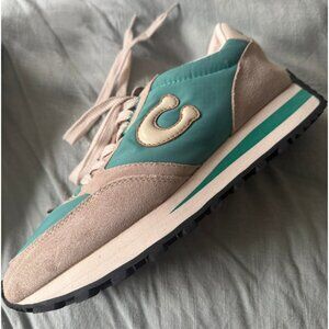 Coach Women's Sneakers in Teal and Beige